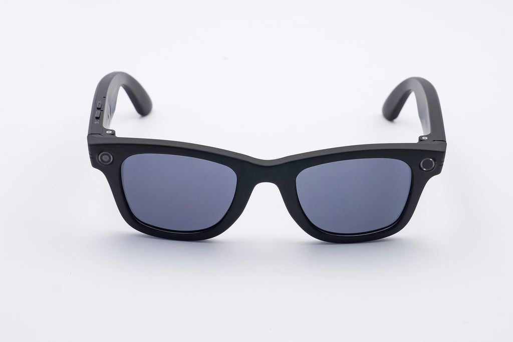 POV One smart sunglasses being worn while capturing hands-free video