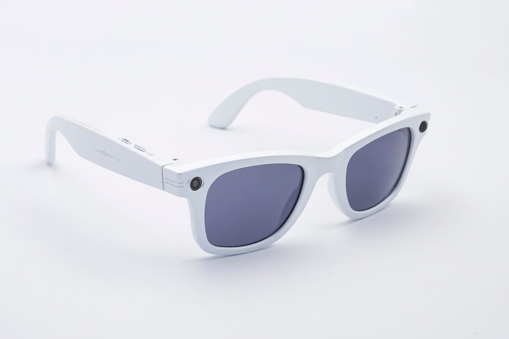 POV One smart sunglasses lifestyle image — outdoor cafe